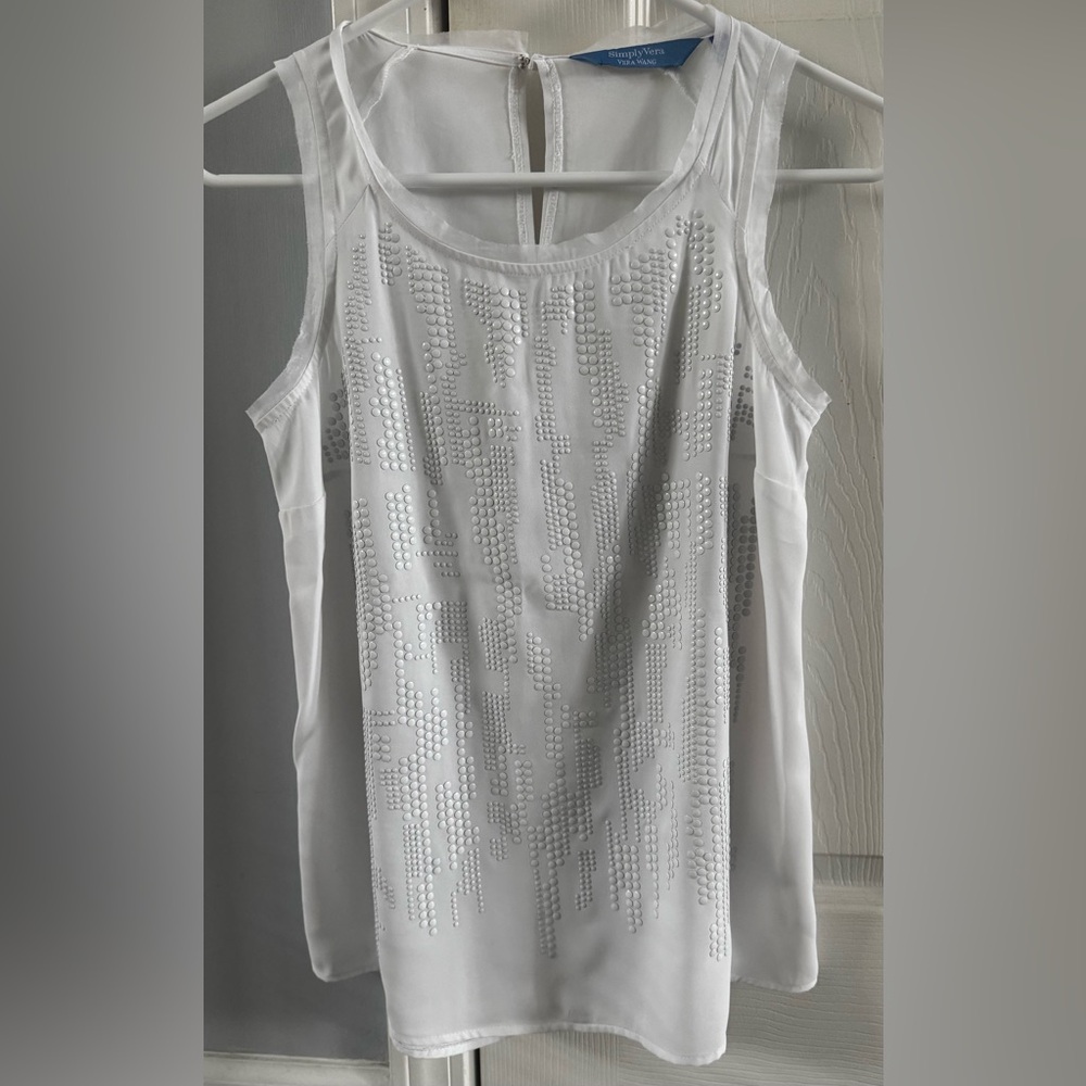 Simply Vera Vera Wang White Sleeveless Textured Blouse XS